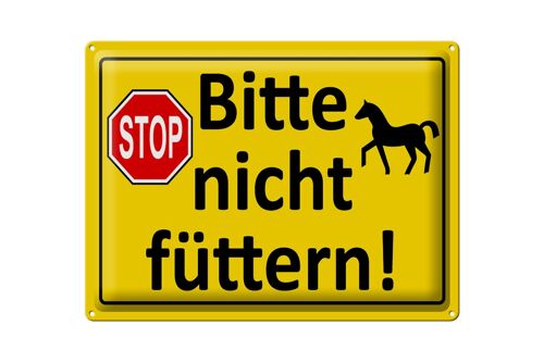 Blechschild Hinweis 40x30cm Stop Bitte nicht füttern (Pferd)