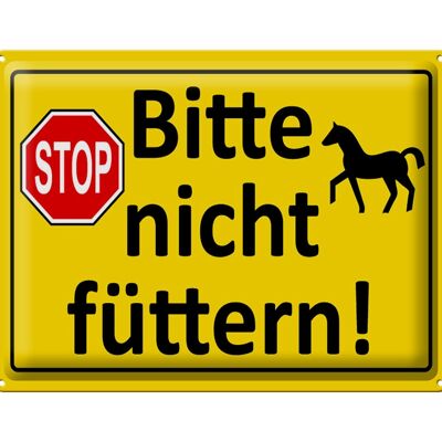 Cartel de chapa Aviso 40x30cm Stop Please Do Not Feed (Caballo)