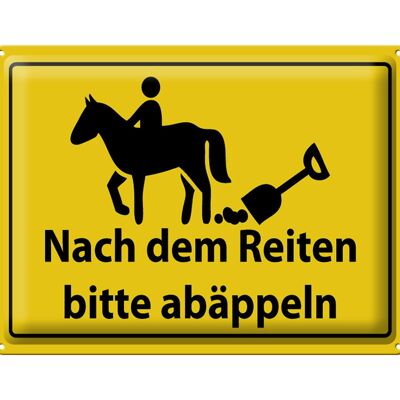 Metal sign notice 40x30cm After riding please clean up