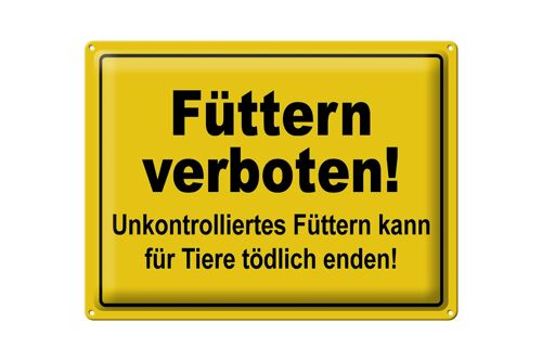 Blechschild Warnschild 40x30cm Füttern verboten Tiere schild