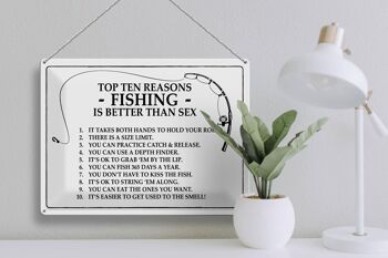 Panneau en étain Pêche 40x30cm Top 10 raisons pour lesquelles la pêche est meilleure 3
