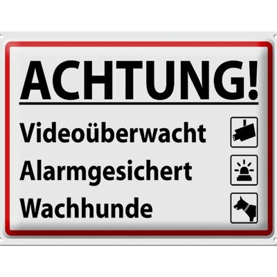 Blechschild Hinweis 40x30cm Achtung Videoüberwacht Alarm