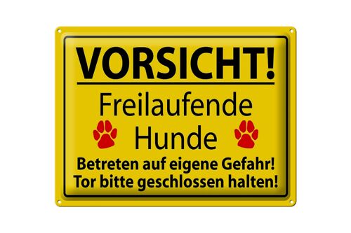 Blechschild Hinweis 40x30cm Vorsicht Freilaufende Hunde schild