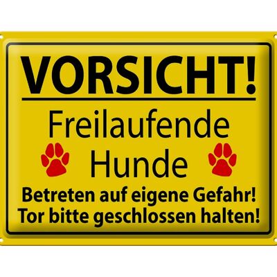 Blechschild Hinweis 40x30cm Vorsicht Freilaufende Hunde schild