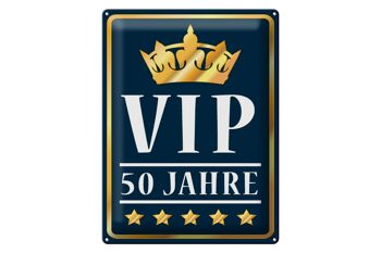 Plaque en tôle disant 30x40cm VIP 50 ans (bleu/blanc) 1