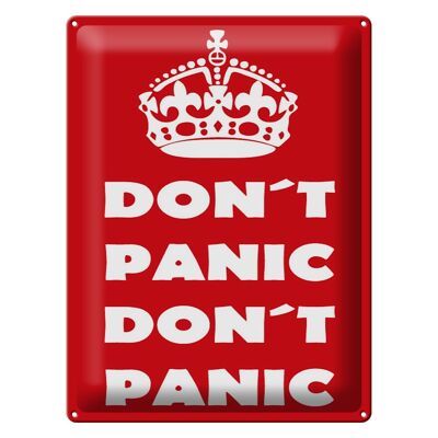 Targa in metallo con scritta "Niente panico, niente panico", 30x40 cm