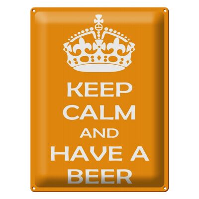 Targa in metallo con scritta "Keep Calm and have a beer" 30x40 cm