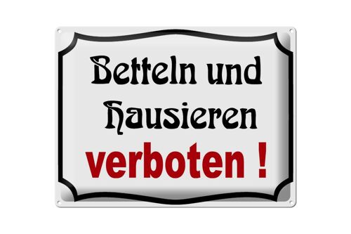 Blechschild Hinweis 40x30cm Bettel und Hausieren verboten