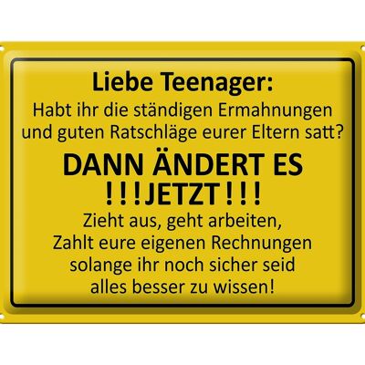 Tin sign saying 40x30cm Love Teenager - CHANGE IT