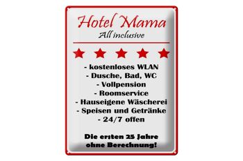 Plaque en tôle disant 30x40cm Hotel Mama blanc-rouge 1