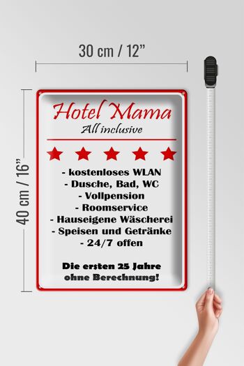 Plaque en tôle disant 30x40cm Hotel Mama blanc-rouge 4