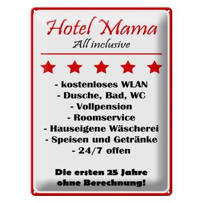 Blechschild Spruch 30x40cm Hotel Mama weiß-rotes