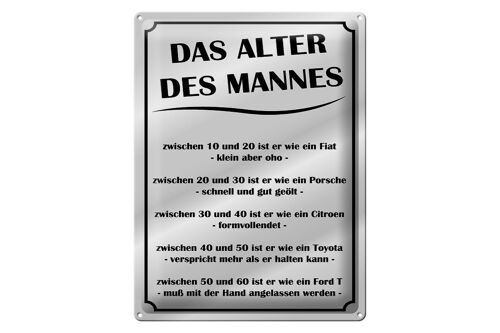 Blechschild Spruch 30x40cm das Alter des Mannes