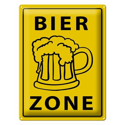 Cartel de chapa aviso 30x40cm zona de cerveza amarillo