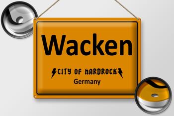 Panneau en étain indiquant 40x30cm Wacken City of Hardrock Allemagne 2