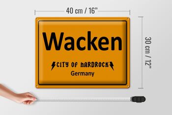 Panneau en étain indiquant 40x30cm Wacken City of Hardrock Allemagne 4