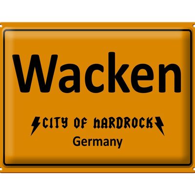 Cartel de chapa que dice 40x30cm Wacken City de Hardrock Alemania