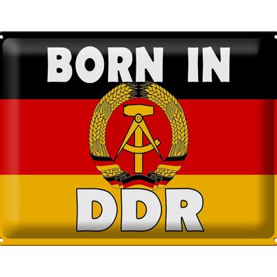 Cartel de chapa Nostalgia 40x30cm Nacido en la RDA (Bandera)