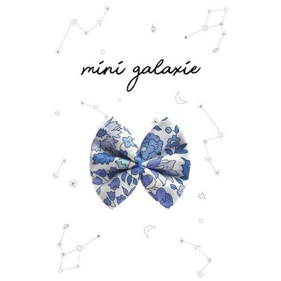 Children's mini bow barrette Liberty Danjo blue fabric