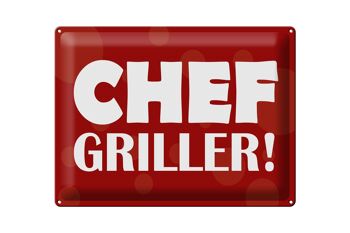 Plaque en tôle disant 40x30cm Chef Griller rouge 1
