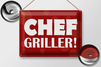 Plaque en tôle disant 40x30cm Chef Griller rouge 2