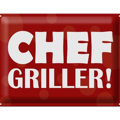Cartel de chapa con texto "Chef Griller" 40x30 cm rojo