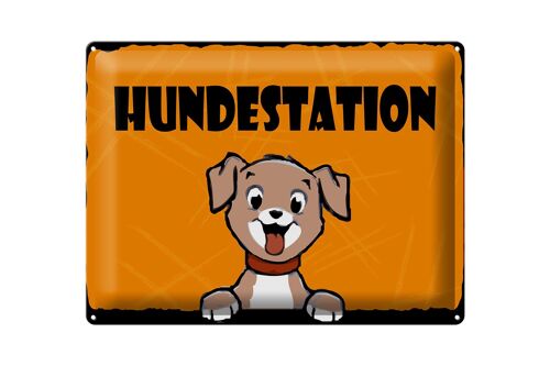 Blechschild Hinweis 40x30cm Hundestation (orange)