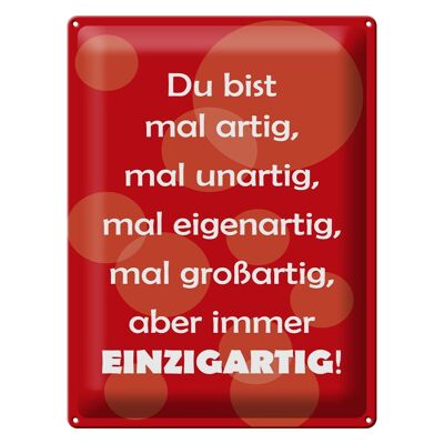 Blechschild Spruch 30x40cm Du bist Einzigartig