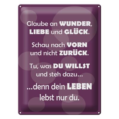 Blechschild Spruch 30x40cm Dein Leben lebst nur Du