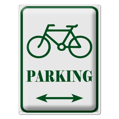 Targa in metallo avviso parcheggio bici 30x40 cm bianco-verde