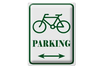 Plaque signalétique en tôle 30x40cm parking vélo blanc-vert 1