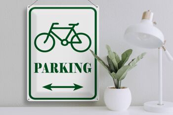 Plaque signalétique en tôle 30x40cm parking vélo blanc-vert 3
