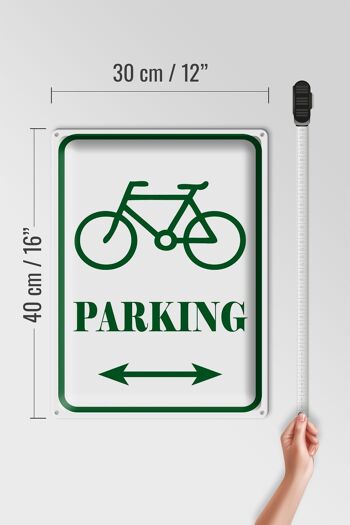 Plaque signalétique en tôle 30x40cm parking vélo blanc-vert 4