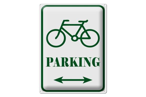 Blechschild Hinweis 30x40cm Fahrrad Parking weiß- grünes