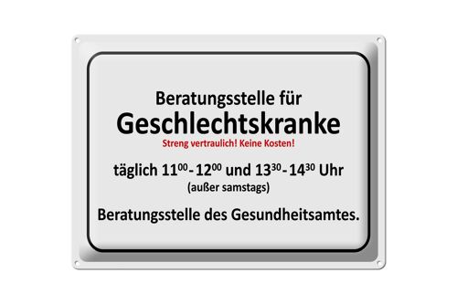 Blechschild Hinweis 40x30cm Beratungsstelle Geschlechtskranke