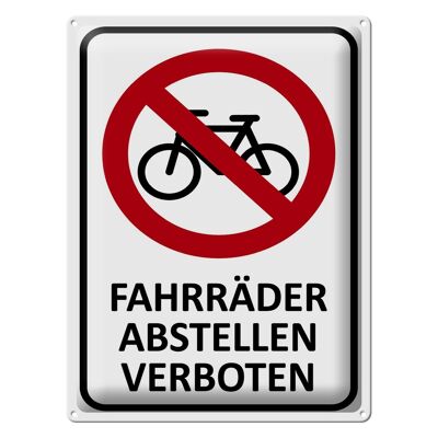 Targa in metallo avviso 30x40cm parcheggio biciclette vietato in latta