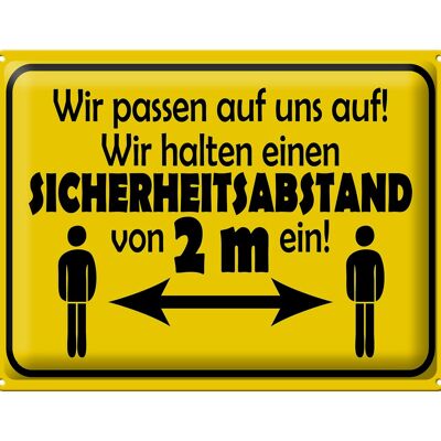 Blechschild Hinweis 40x30cm Sicherheitsabstand 2m