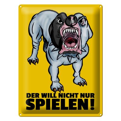 Blechschild Spruch 30x40cm Der will nicht nur spielen Hund