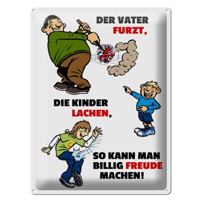 Blechschild Spruch 30x40cm Vater furzt Kinder lachen