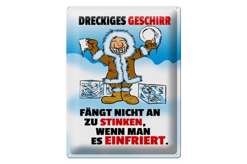 Blechschild Spruch 30x40cm Dreckiges Geschirr einfrieren