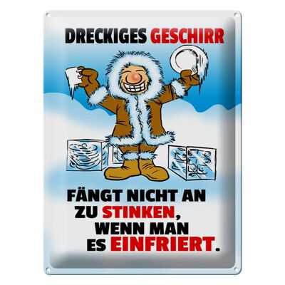 Blechschild Spruch 30x40cm Dreckiges Geschirr einfrieren