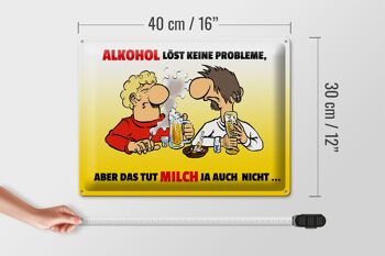 Plaque en tôle L'alcool 40x30cm ne résout aucun problème, le lait non plus 4