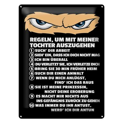 Blechschild Spruch 30x40cm Regeln um mit Tochter auszugehen