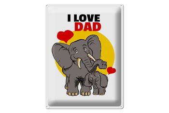 Plaque en tôle disant 30x40cm J'aime papa (éléphants) 1