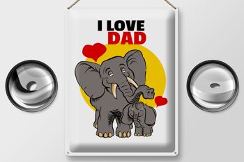 Plaque en tôle disant 30x40cm J'aime papa (éléphants) 2