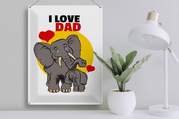 Plaque en tôle disant 30x40cm J'aime papa (éléphants) 3