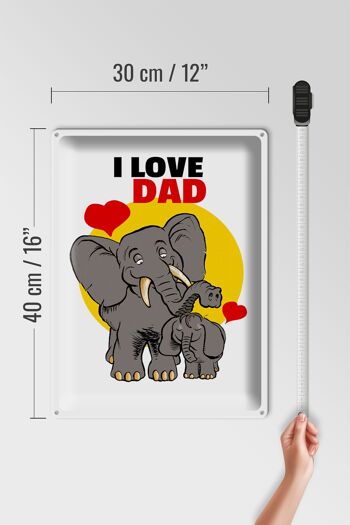 Plaque en tôle disant 30x40cm J'aime papa (éléphants) 4