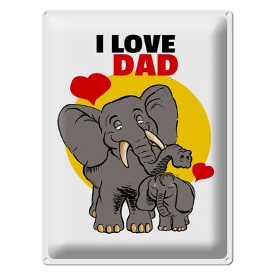 Targa in metallo con scritta "I love Dad" 30x40 cm (elefanti)