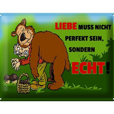 Blechschild Spruch 40x30cm Liebe nicht perfekt sondern echt sein