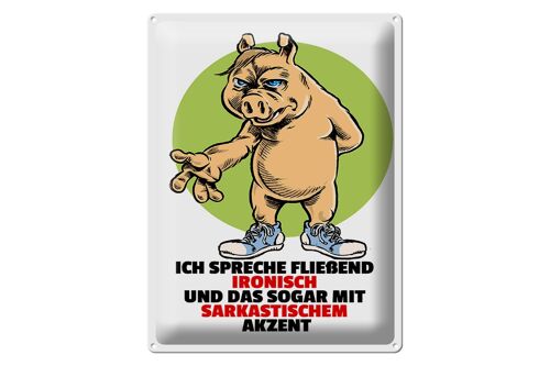 Blechschild Spruch 30x40cm Spreche fließend ironisch